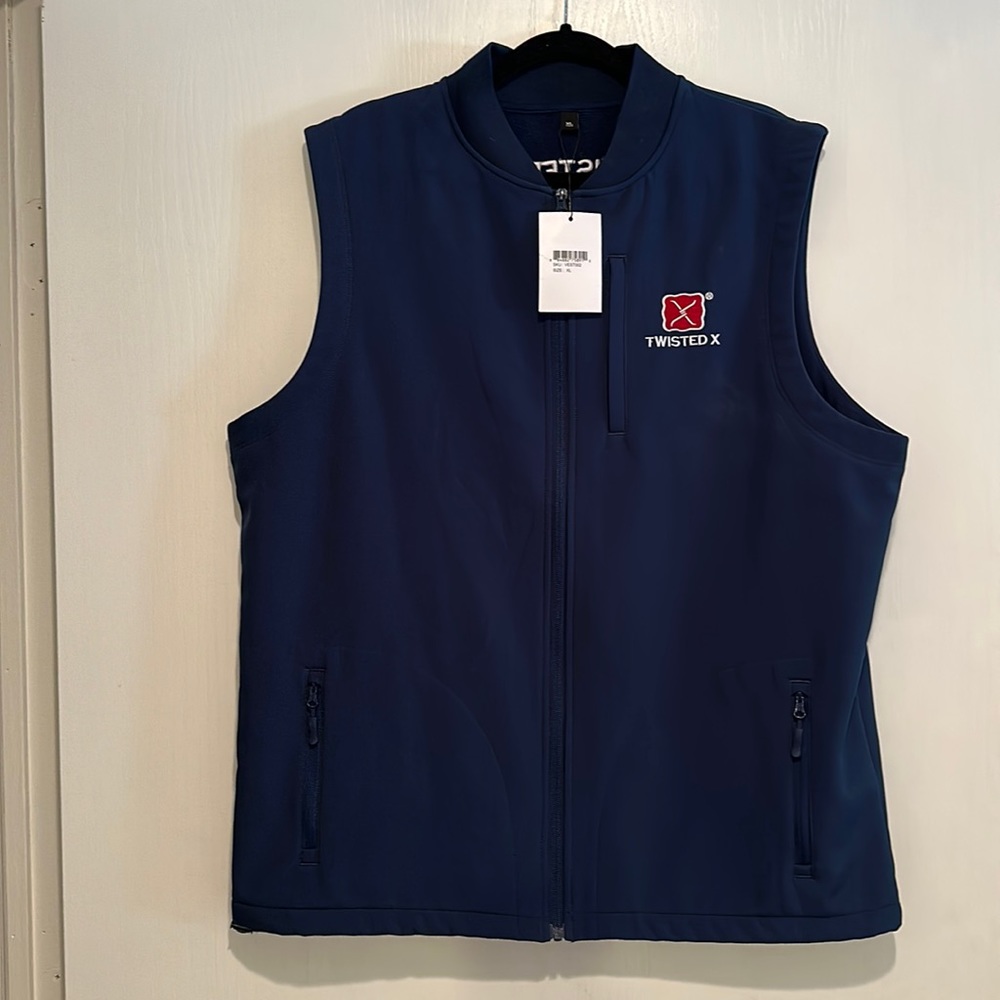 Twisted X Casual Vest Lined Logo Zip Up American Blue XL NWT